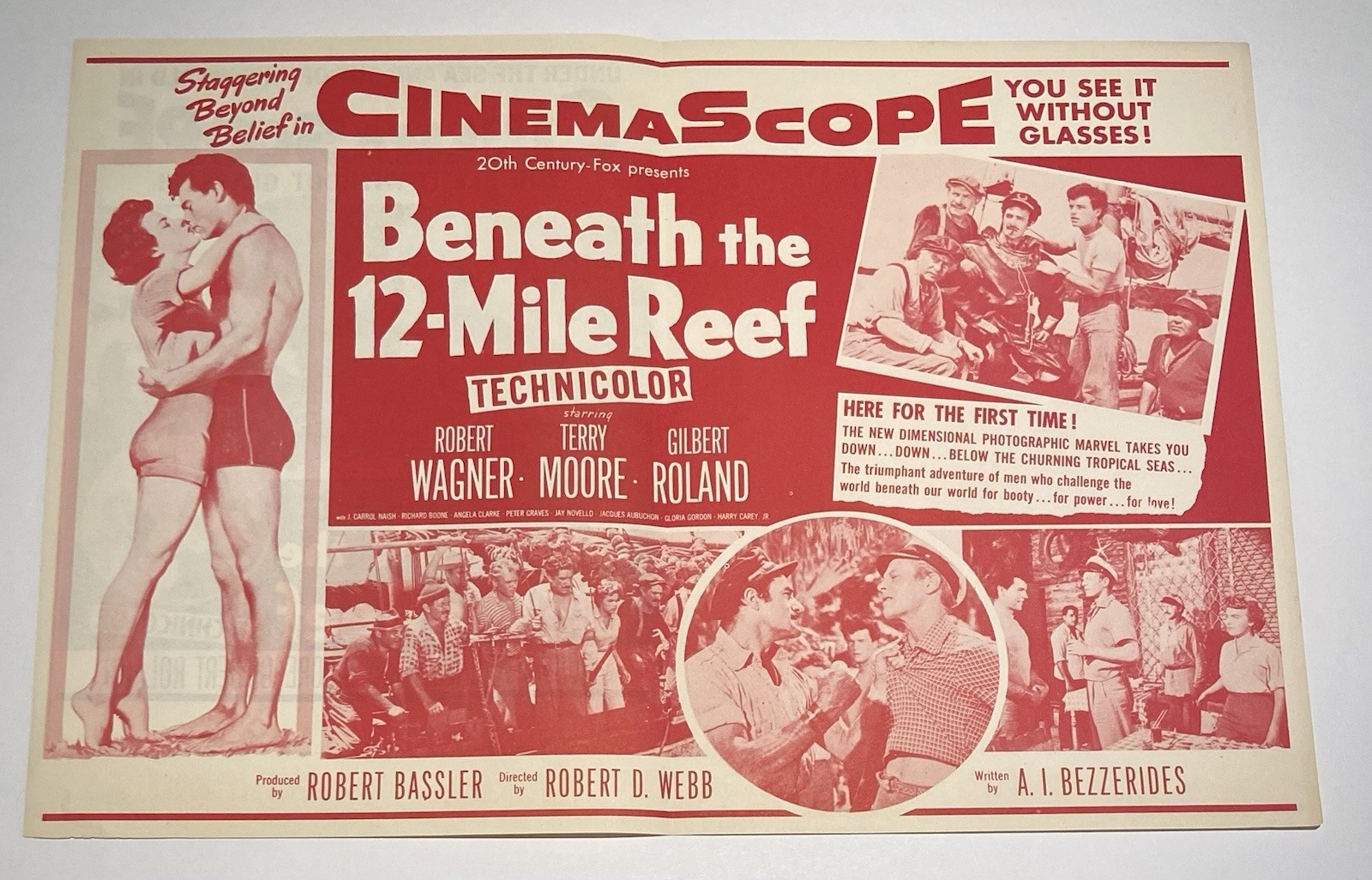 BENEATH THE 12-MILE REEF - Rare 1953 CinemaScope Film ROBERT WAGNER Movie Herald
