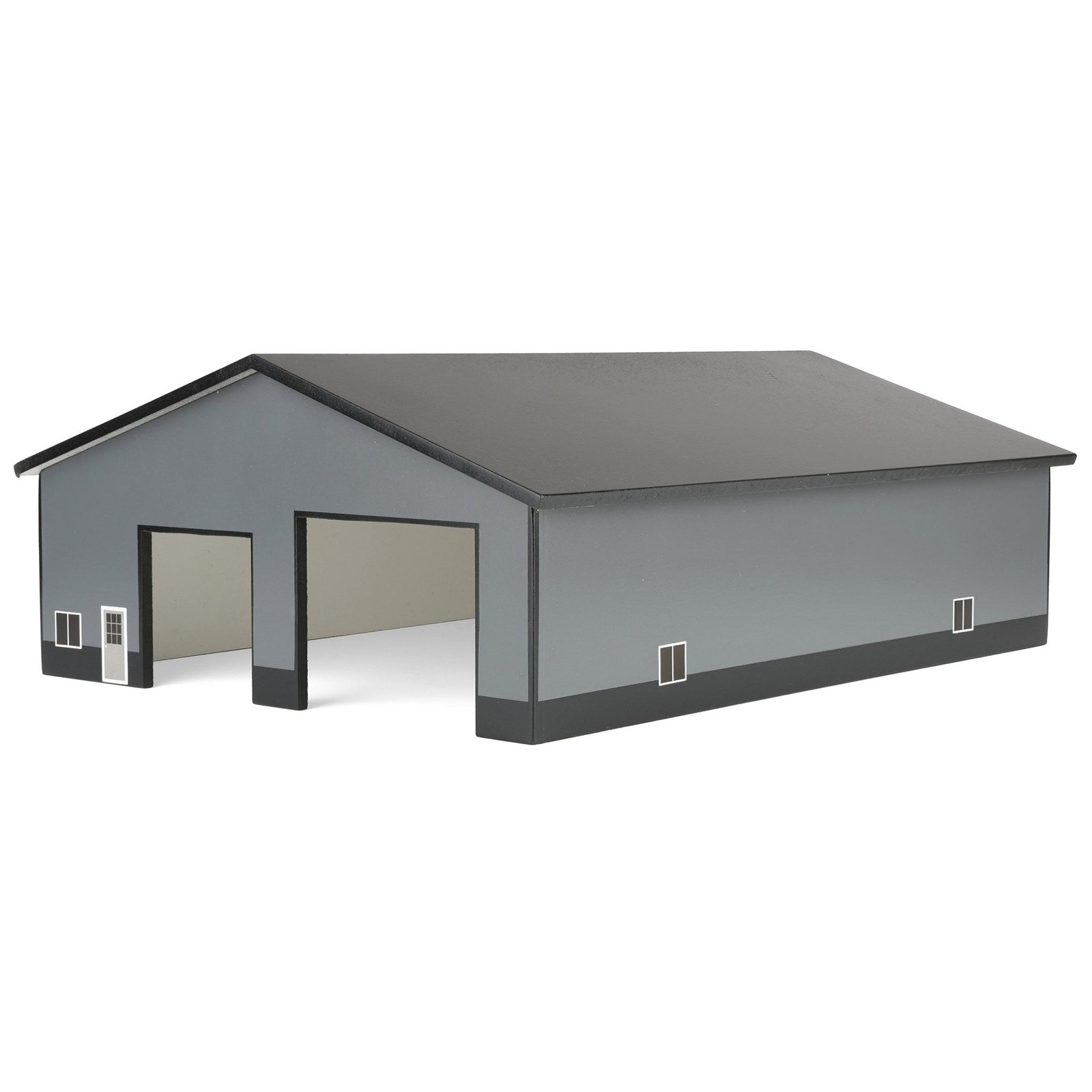 Replica 1/64 Gray & Black 2 Door 60ft x 80ft Wooden Tractor or Truck Shop STA-22