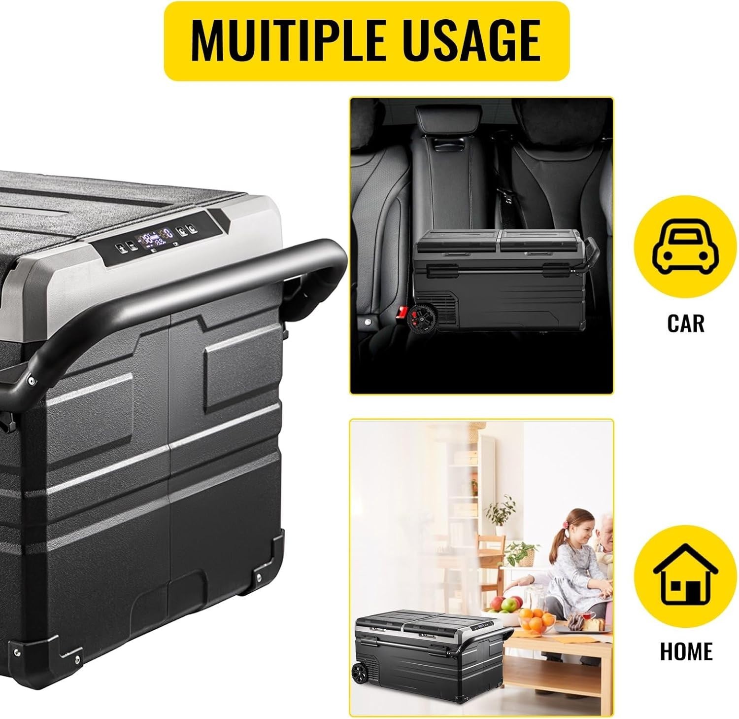 100 Quart Dual Zone Portable Fridge/Freezer 12/24 V & 100-240 V for Camp, RV