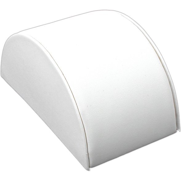White Faux Leather Bracelet Half Moon Jewelry Display Ramp Stand 5" x 2 1/2"
