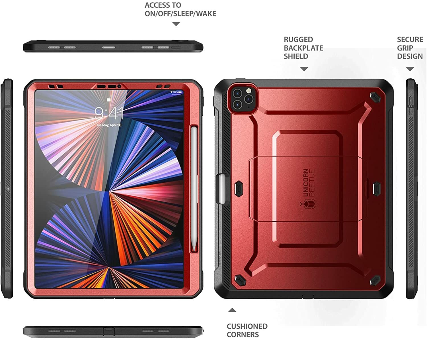 For iPad Pro 12.9" (6th/5th/4th Gen) 2022, SUPCASE w/ Pen Slot Case Screen Cover