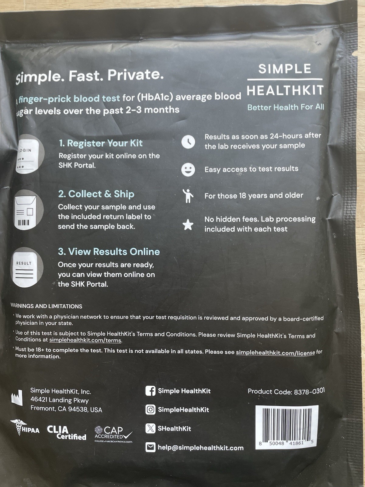At-Home Diabetes Test Kit for Hemoglobin A1c (HbA1c) Levels - A1c Home Test Kit