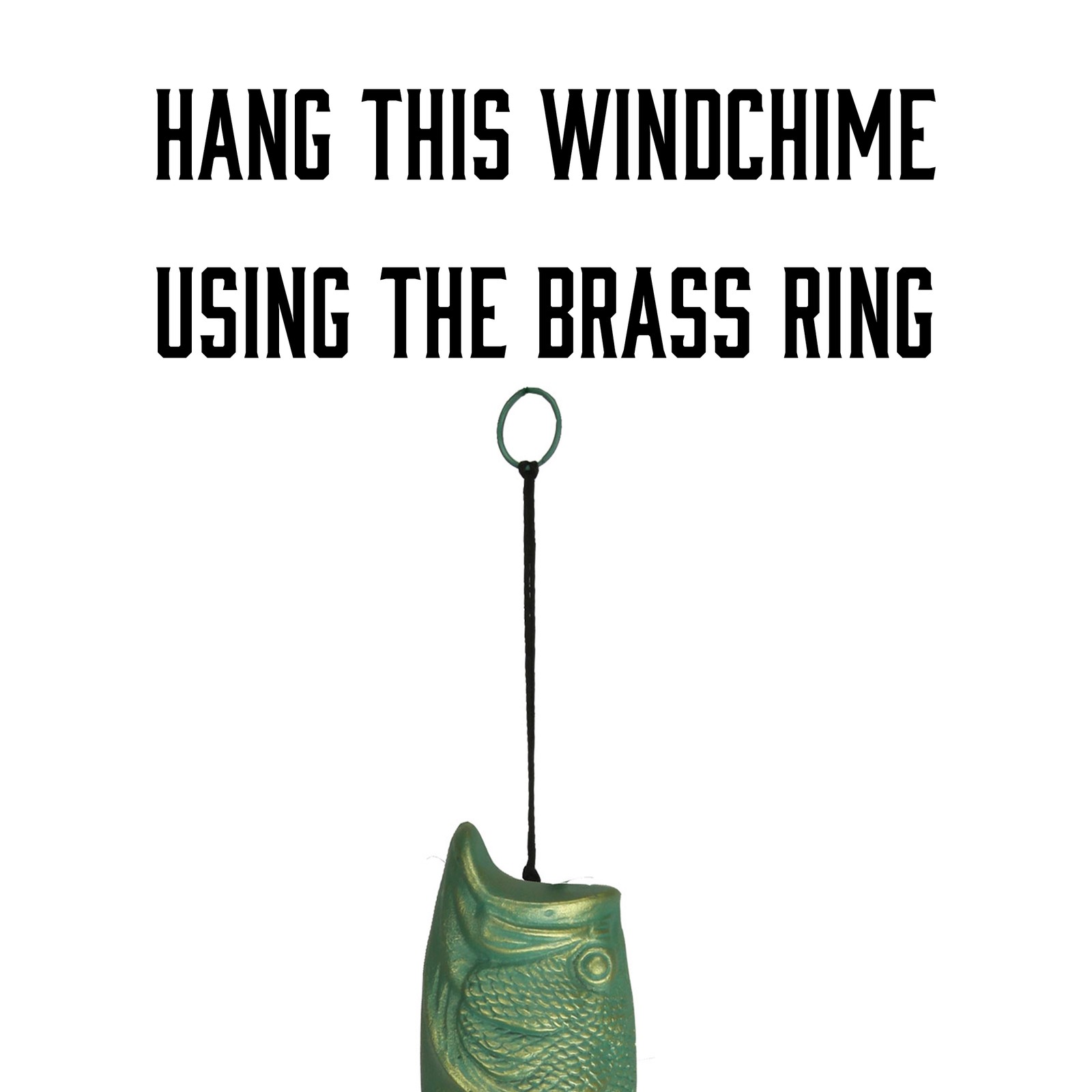 River's Edge Products Fishbone Wind Chime, Fish Skeleton Wind Bell with Patina