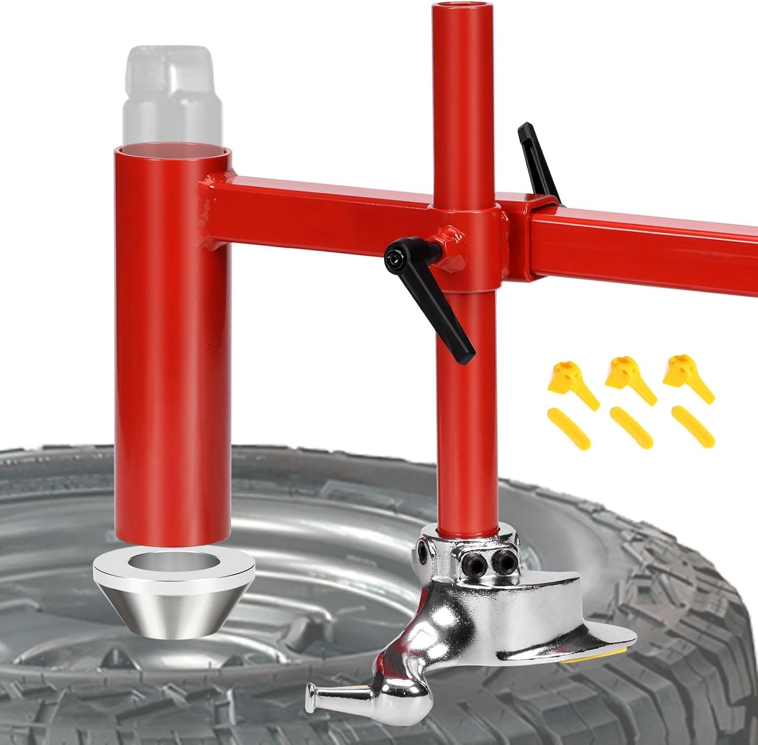 Upgrade Manual Tire Changer Steel Duck Head Mount Kit with Centering Cone RED