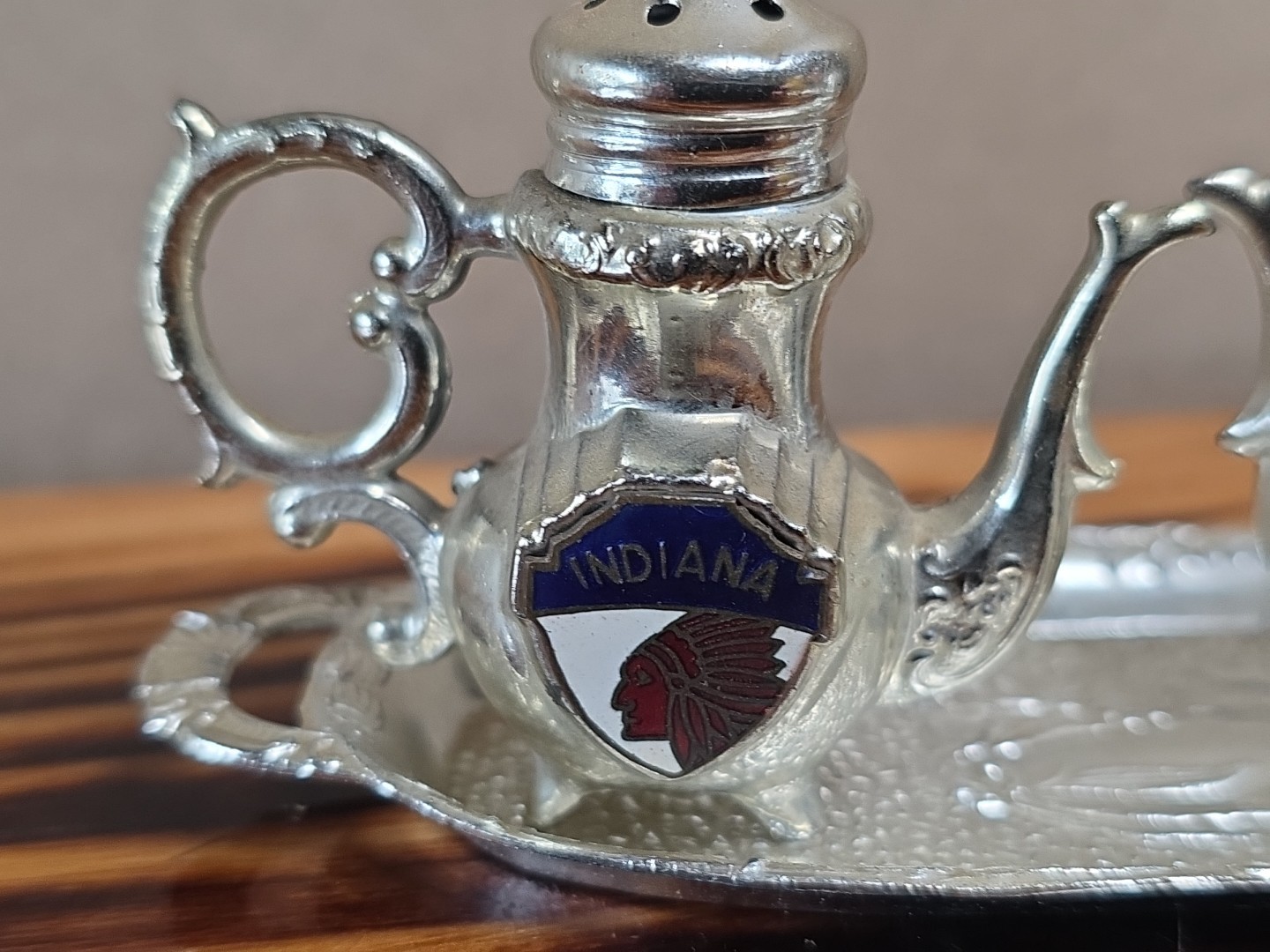 Vintage 1960s-70s Salt & Pepper Shakers Indiana Tea Set w/ Serving Tray Japan