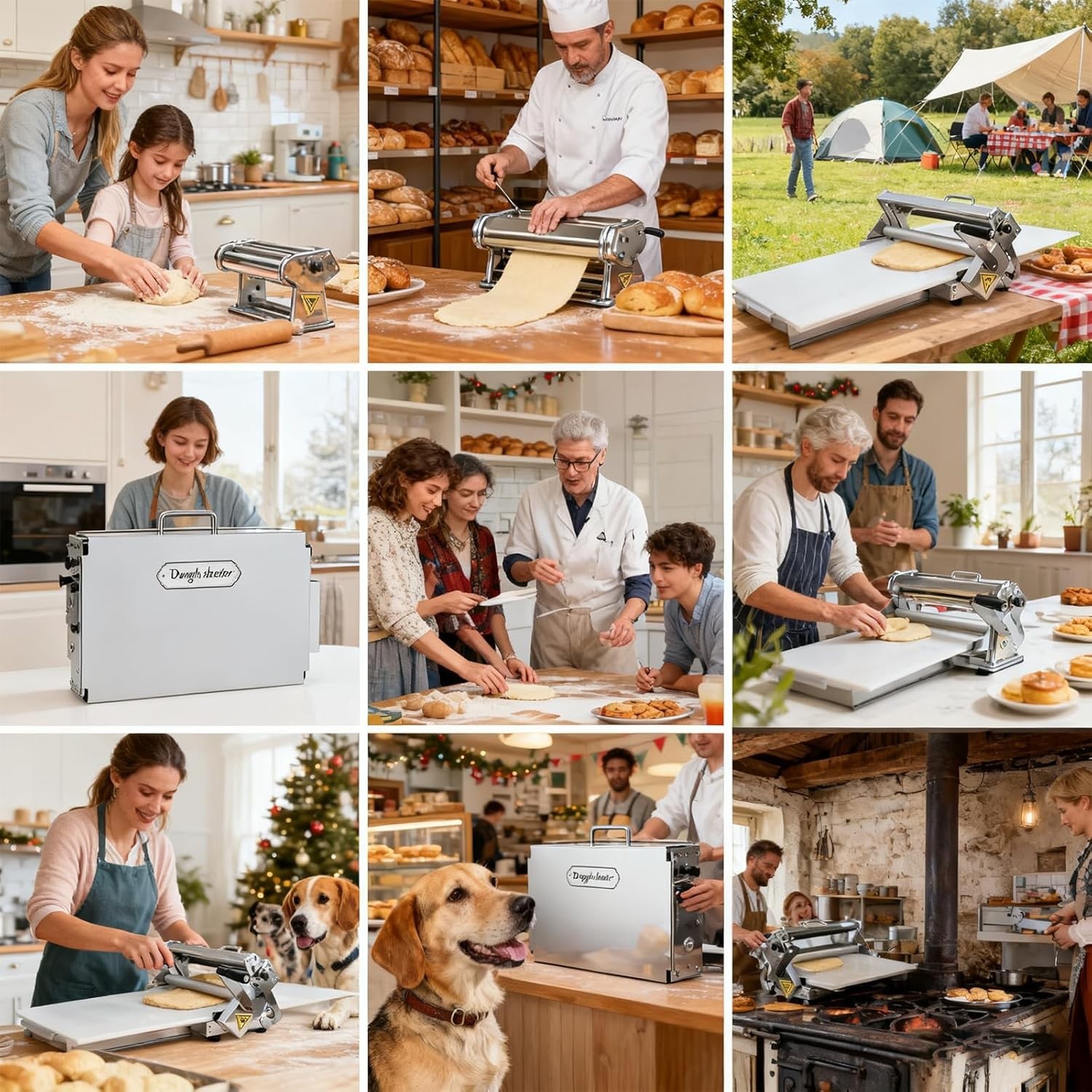 40.9x15.5 Folding Manual Dough Sheeter Roller Stainless Steel Thickness Adj New!