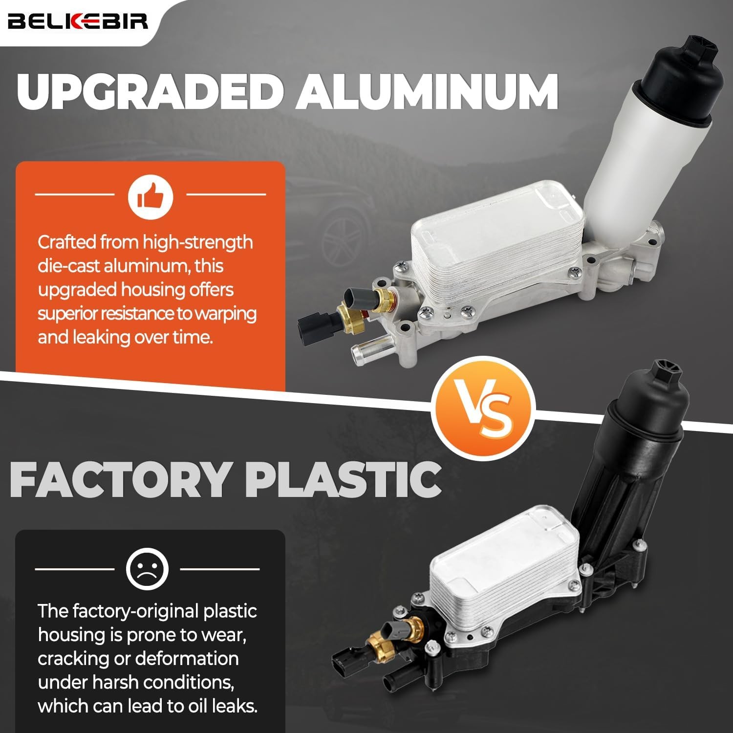 Aluminum Engine Oil Cooler Filter Housing For 17-18 Dodge Jeep Chrysler Ram 3.6L