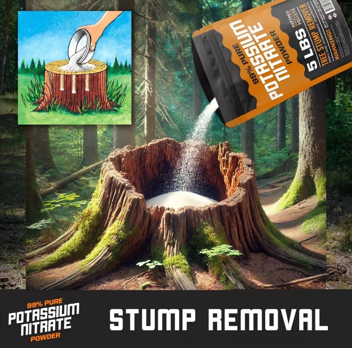 PN Powder 5 Lb. - Resealable Bag - Premium Stump Remover