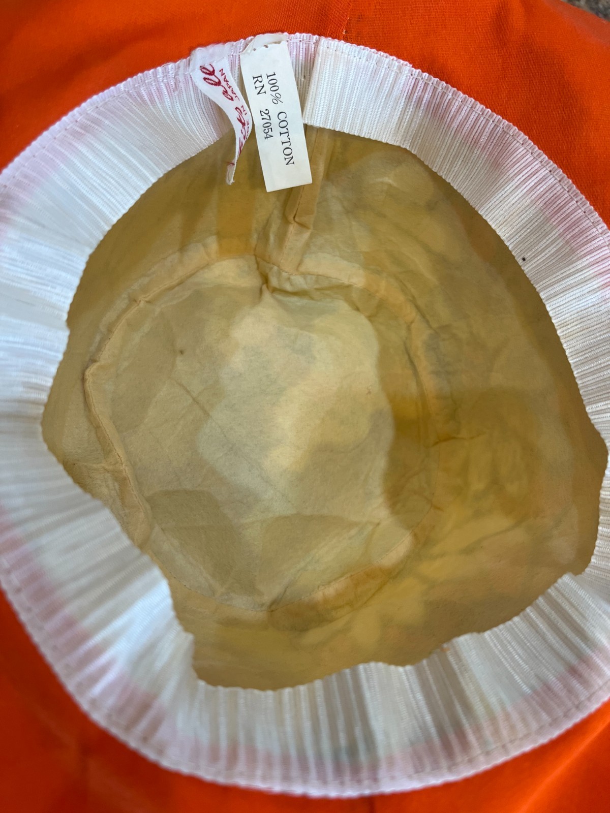 Groovy Vintage Fits All Japan Womens Floral Hat Cotton Bucket Floppy Orange Blue