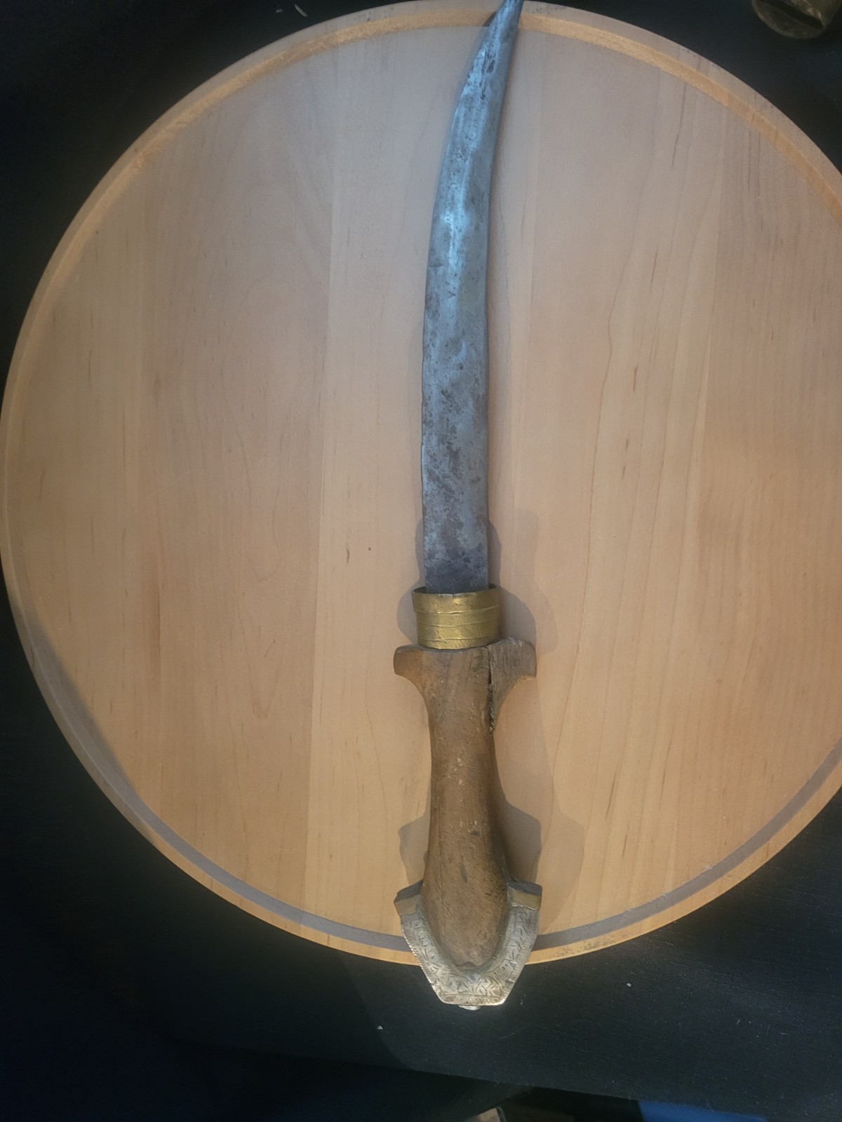 Late 1800’s Moroccan Trina Koummya Dagger w/etched Sterling Silver & Brass