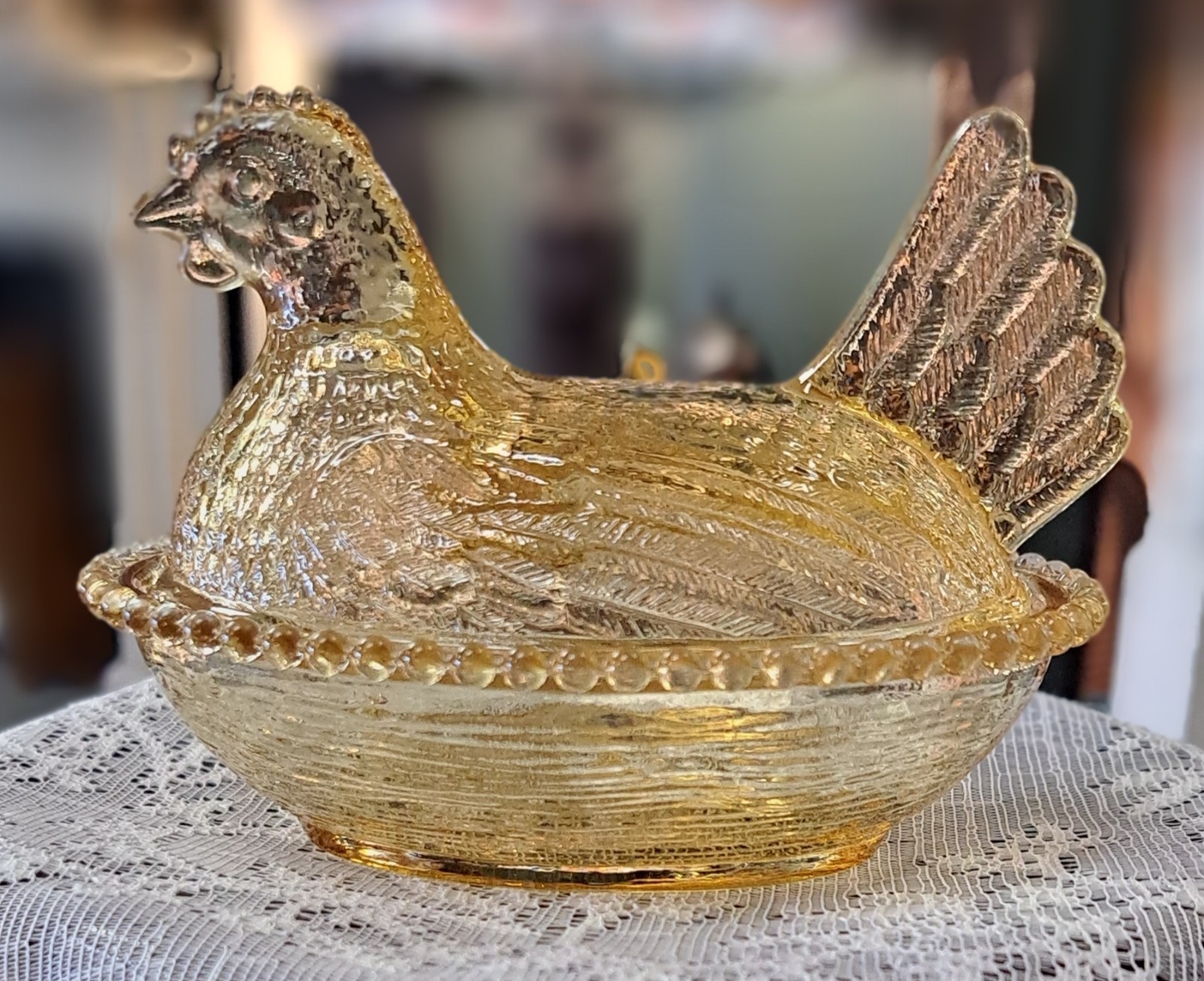 SET OF 3 Hen On Nest Roses Closet W/ Box & Sticker Limited # Small Indiana Style