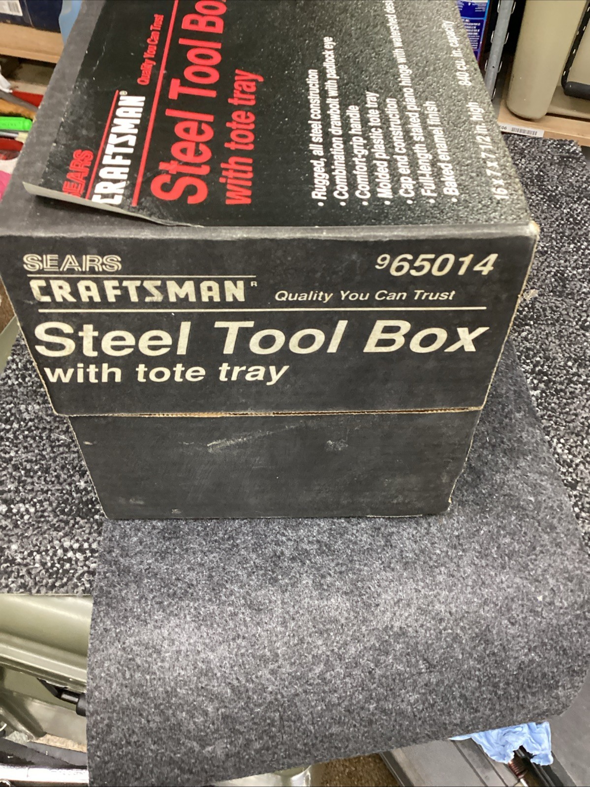 Craftsman USA Vtg. 16” Steel Tool Box 65014 W/Red Tote Tray New In Box