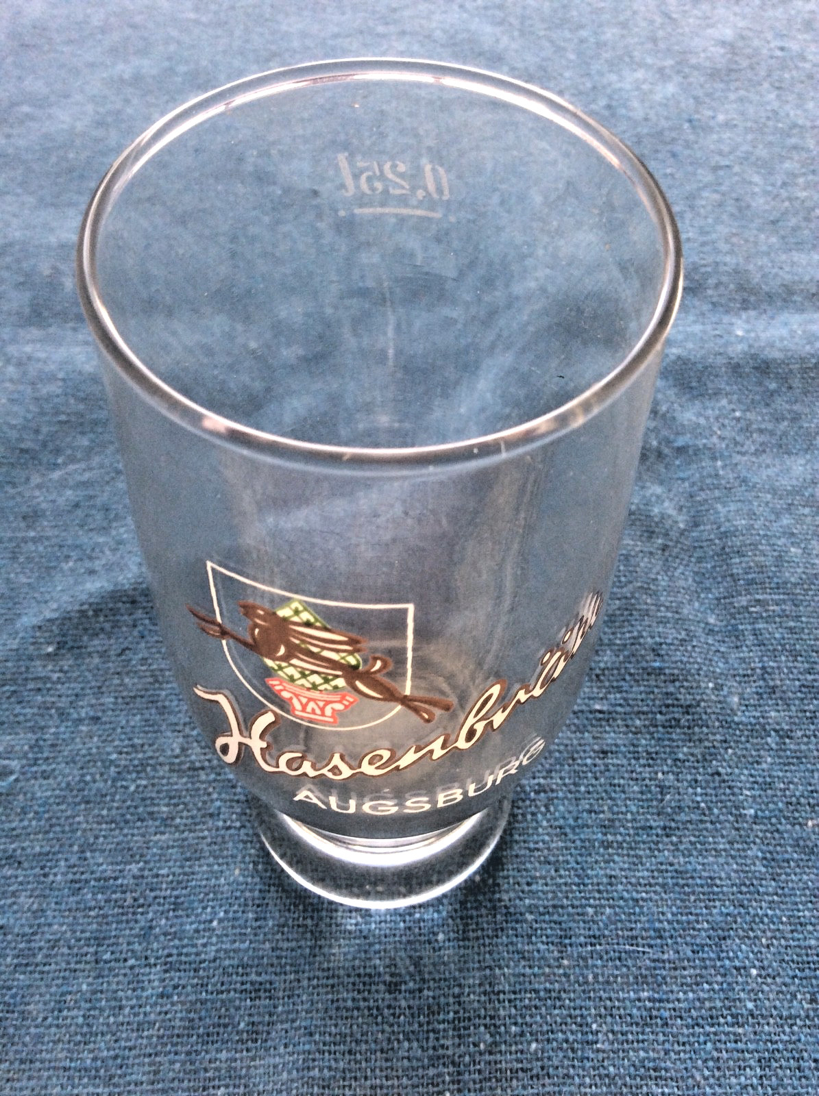 Hasenbrau Vintage 5.5"/.25 L Beer Glass; Augsburg; Bavaria; Germany