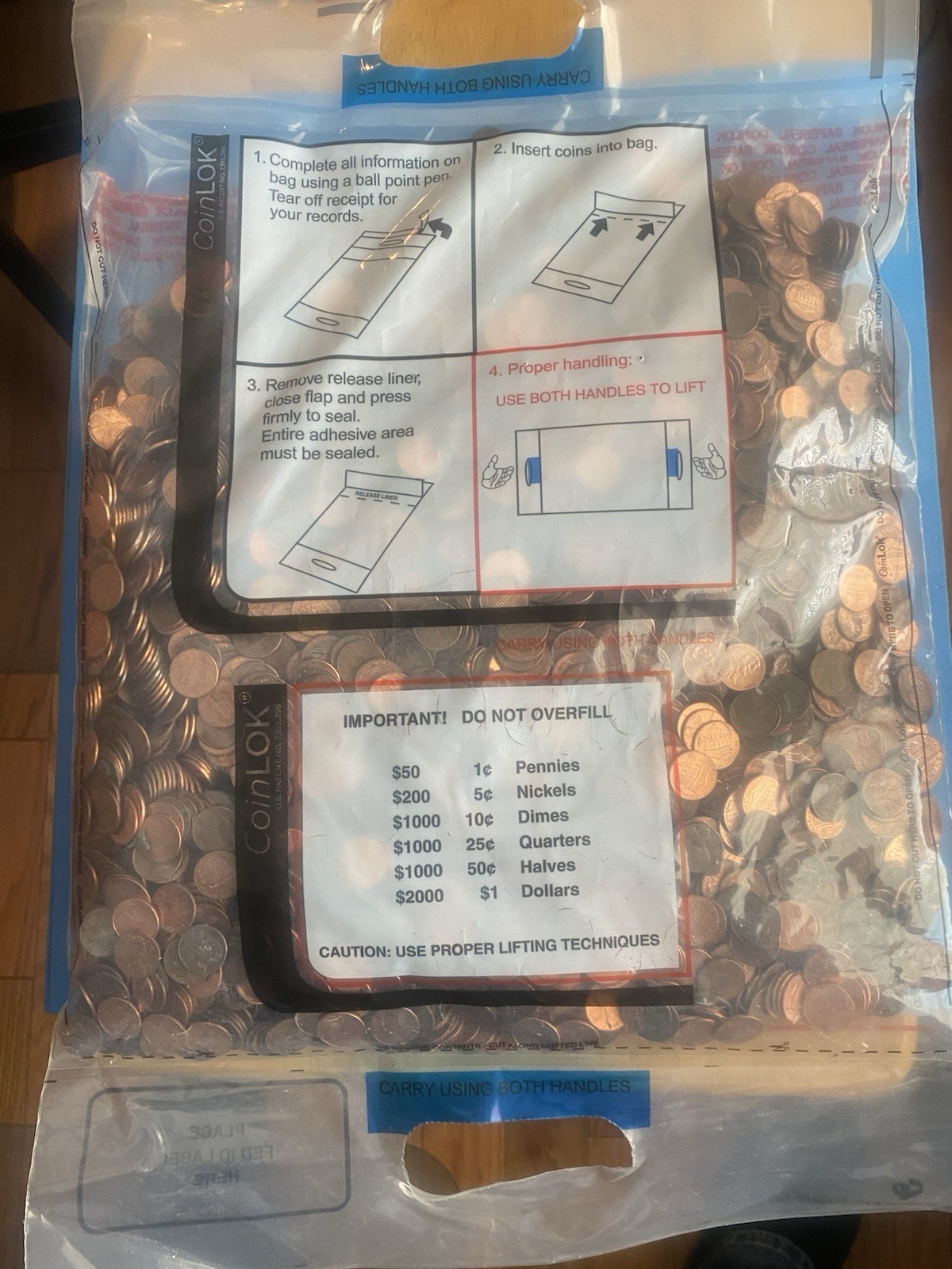 $50 Bank Bag Of 5000 Unsearched 5000 Pennies