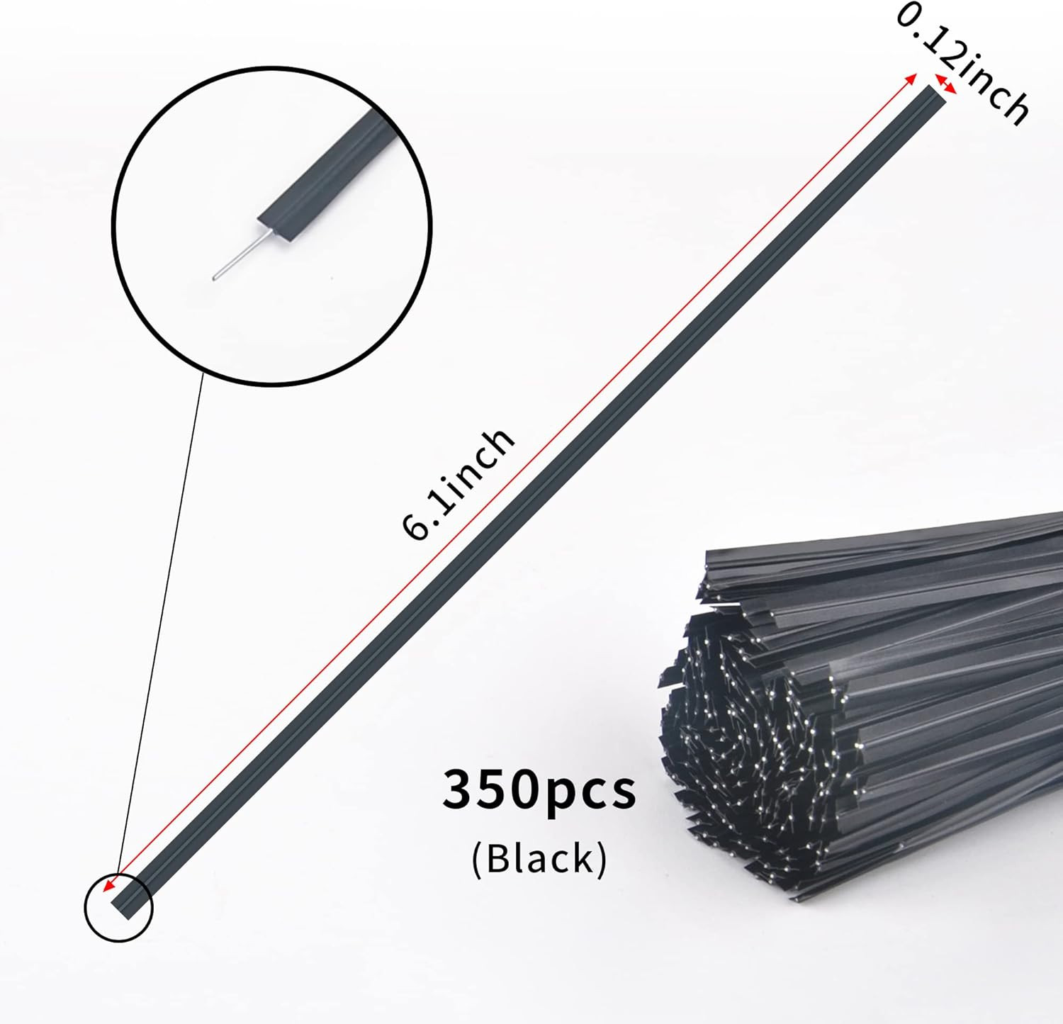 Twist Ties 350 PCS 6.1 Inches Bread Ties Black Reusable for Bags for Gard