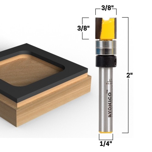 3/8" Flush Trim Template Router Bit - 1/4" Shank - Yonico 14062q