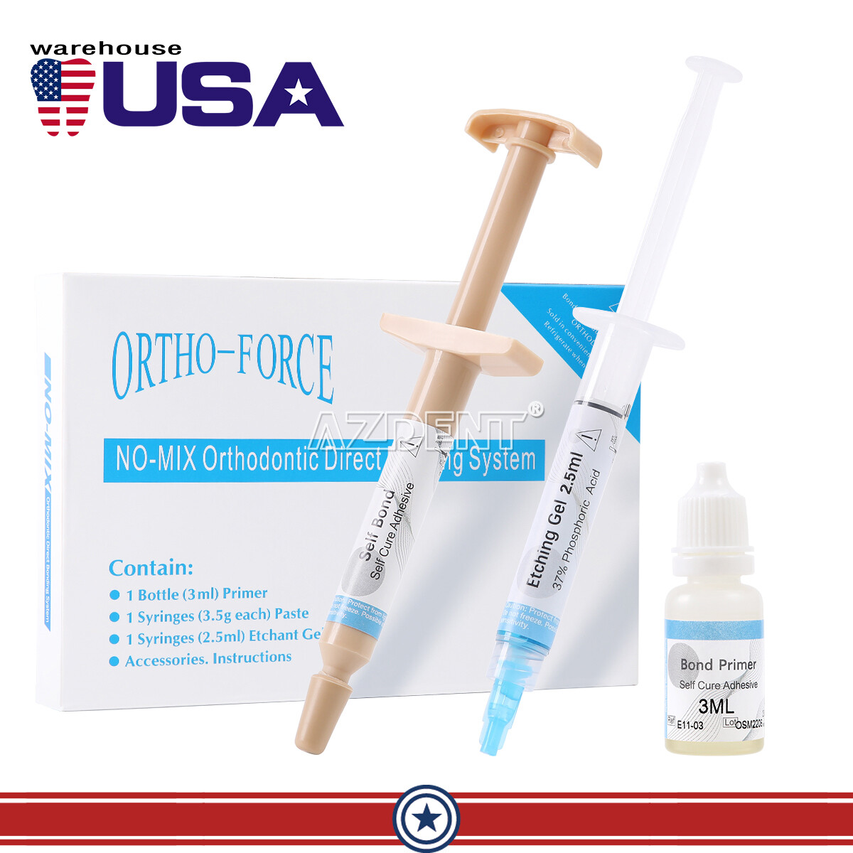 Dental Orthodontic Adhesive Resin Syringe Paste Kit For Brackets Braces Bonding