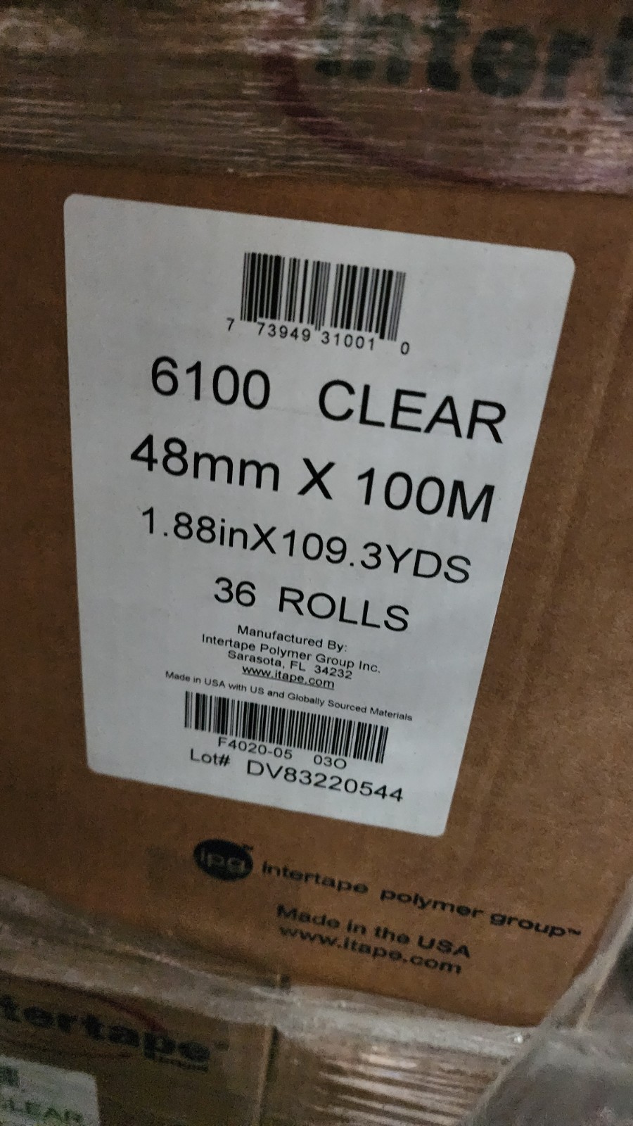 48mm x 100m Clear  6100 Utility Grade Hot Melt Clear Carton Sealing Tape 36 roll