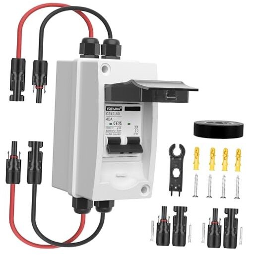 Solar Panel Disconnect Switch 40 Amp DC 4 Holes DC 1000V Box & Wire 40A