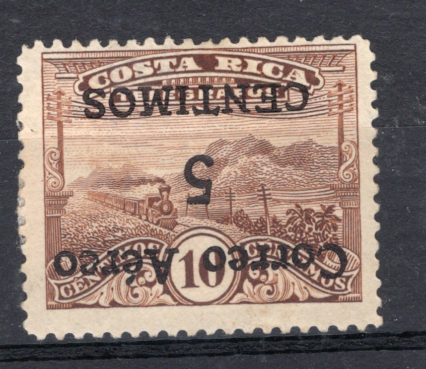 COSTA RICA, YV # A 6A, INVERTED OVEPRINT, MINT ON PAPER