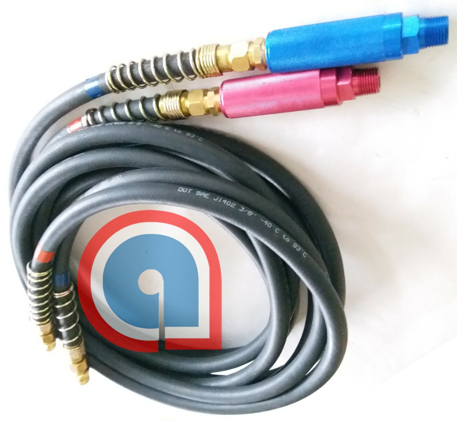 Rubber Air Line Set 12' w/Red & Blue handles 1/2" Swivel fittings Ref:11-8112