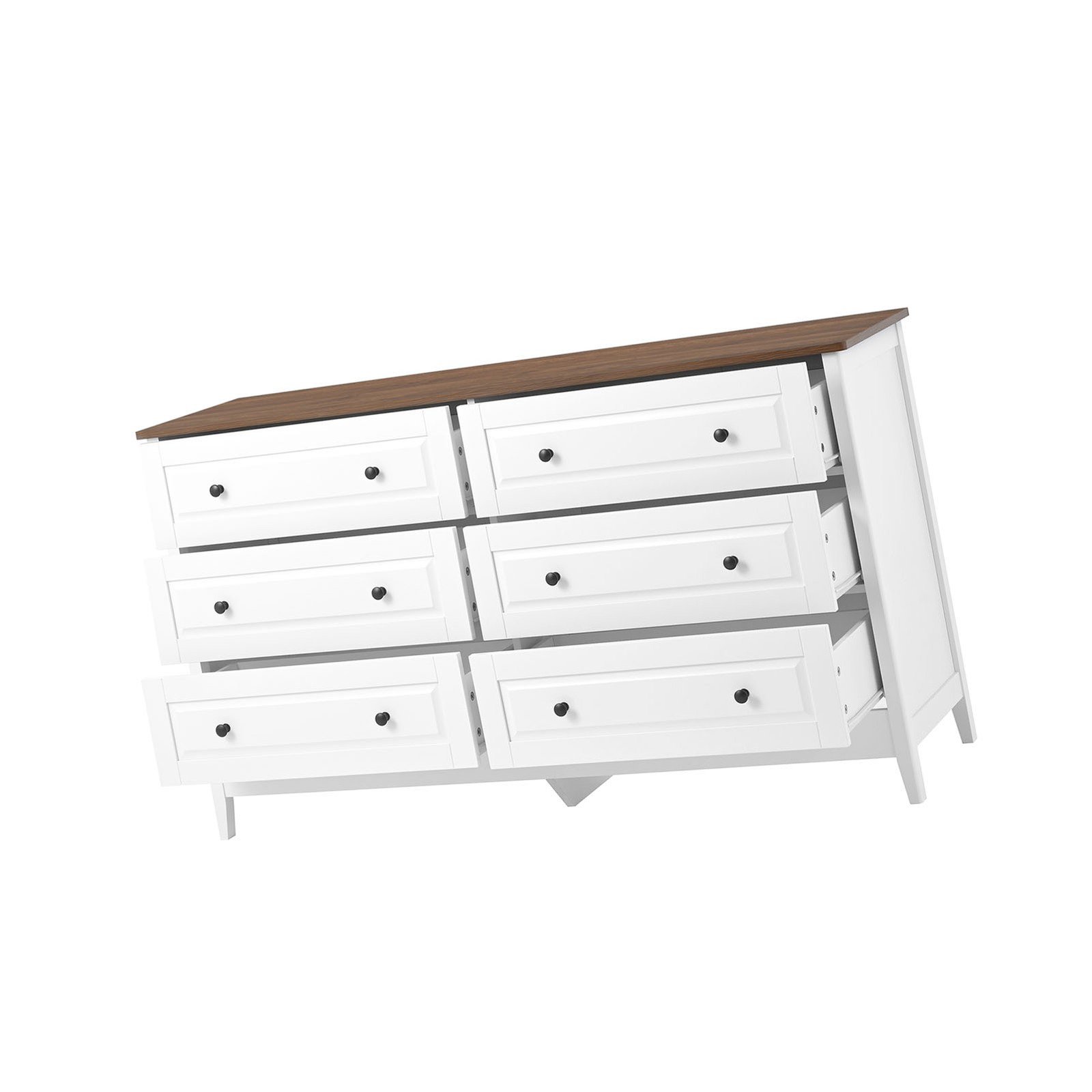 6 Storage Drawer Bedroom Wood Organizer Storage Furniture White