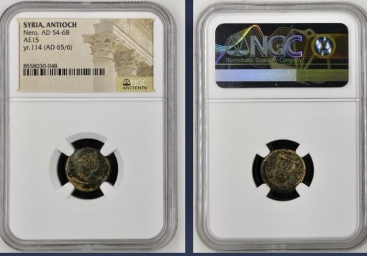 Emperor Nero 65-66AD Antioch Under Roman Rule Fire Alter NGC Ancient Coin Scarce