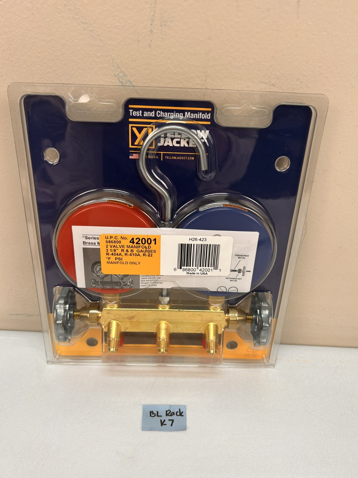 Yellow Jacket Manifold Gauge 42001 No Hoses for R22 R410A R404A 3-1/8 in. Gauges