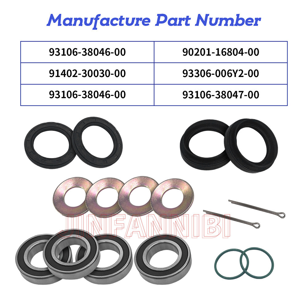 Front Wheel Bearings Seals Kit w/ Washers for Yamaha Kodiak 400 YFM400 1993-2006
