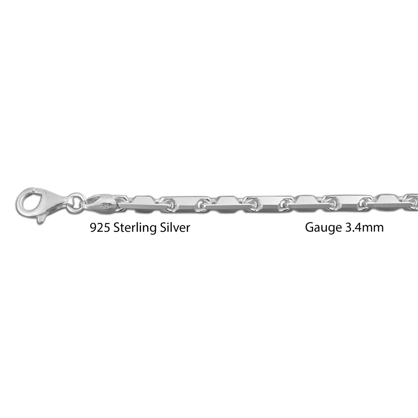925 Sterling Silver Men Women Chain Bracelet - Heshe 14