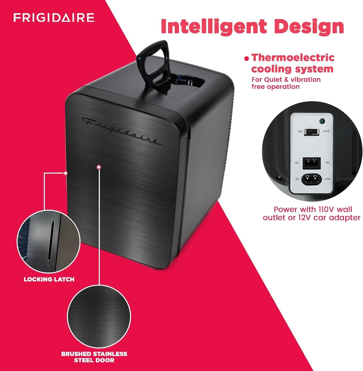 Frigidaire Portable 15-can Mini Fridge Black Stainless Steel EFMIS183-SSBLK