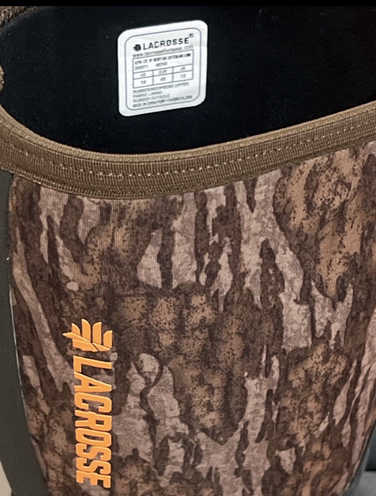 Men’s LaCrosse AlphaLite 16” MossyOak Bottomland 5mm Hunting Boots 14 Waterproof