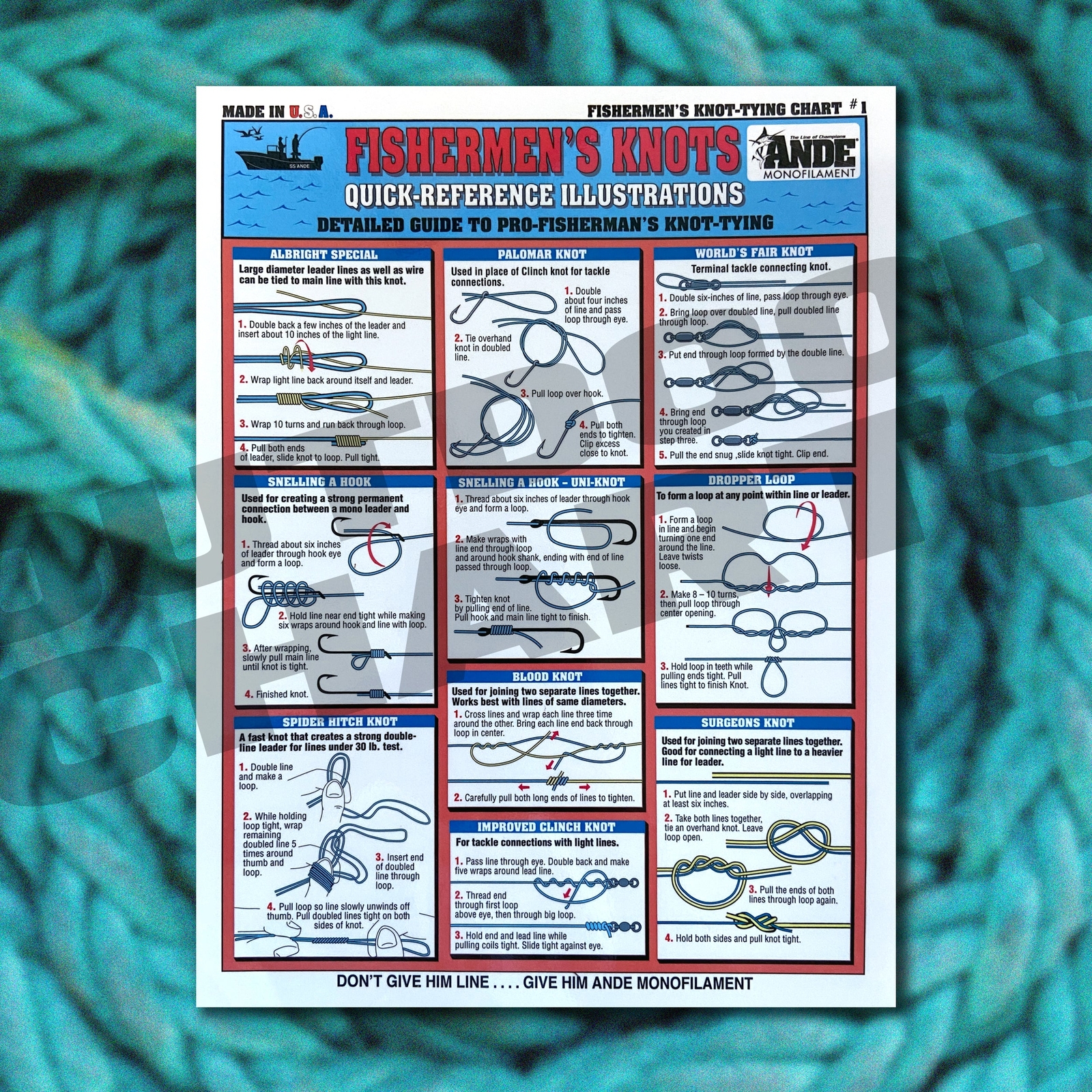 Fishermen's Knot Tying Chart #1 (Pro-Fisherman)