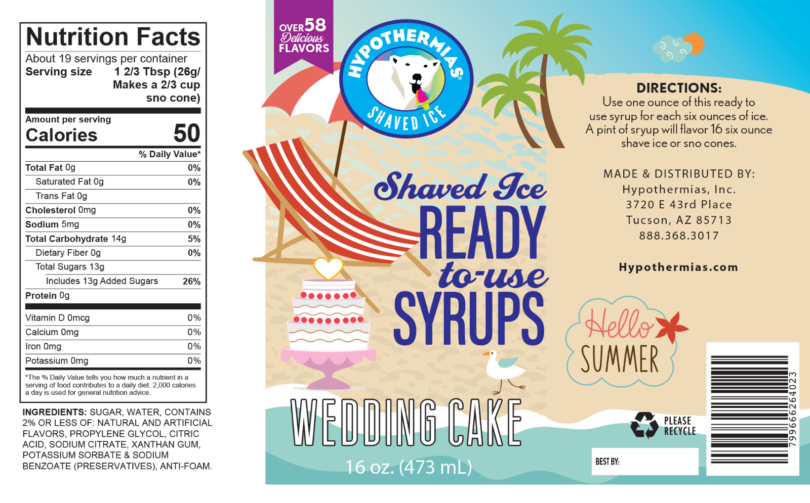 Shaved Ice Syrup Snow Cone Syrup Hypothermias Flavors 6 Pack (96 Fl Oz Total)