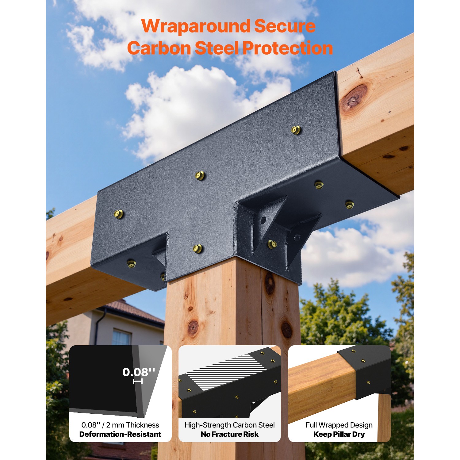 4x4 Inch Pergola Bracket Kit Inner 3.5x3.5 3-Way Woodworks DIY Post 2 pcs