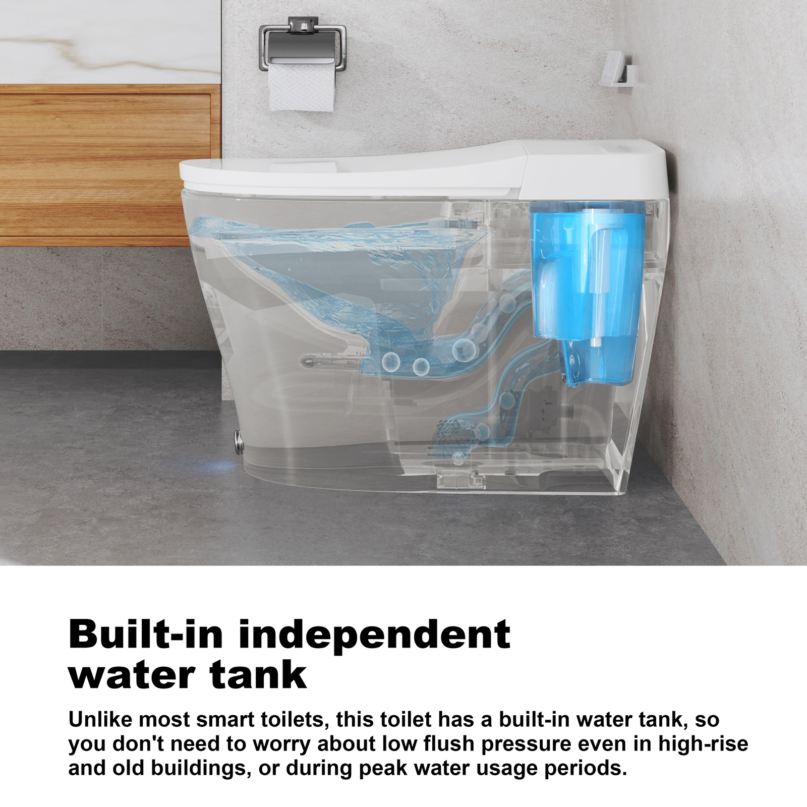 HOROW Modern Bidet Electric Smart Toilet W/ Seat, Radar Sensor, Auto Open Close