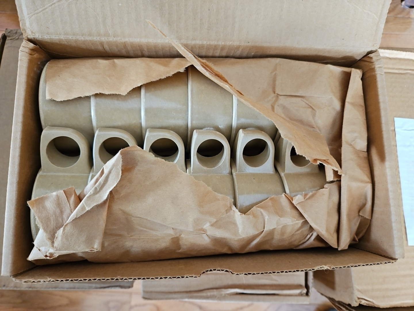 Box of 12 Halsey US Army 10 oz coffee mug tan military surplus mess cup