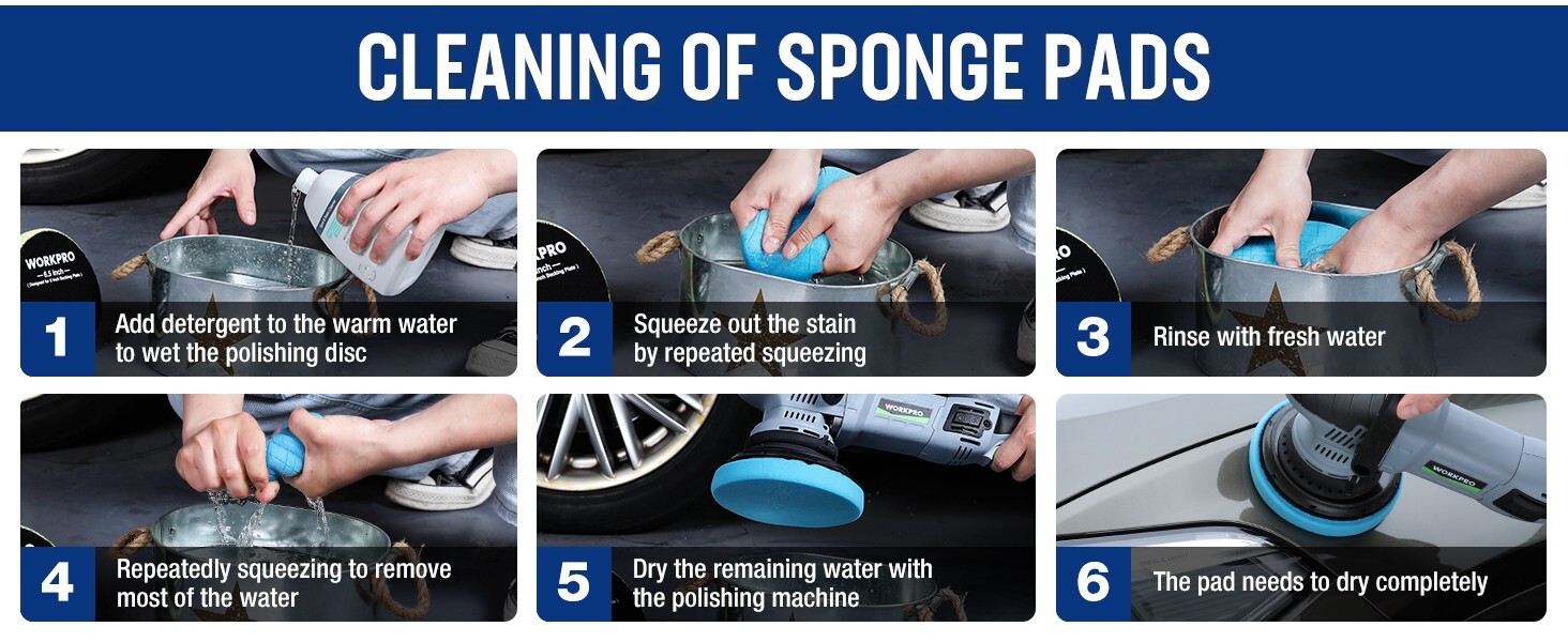 WORKPRO 5PCS 6.5-inch Polishing Pads Sponge Waxing Foam Buffing Kit Car Polisher