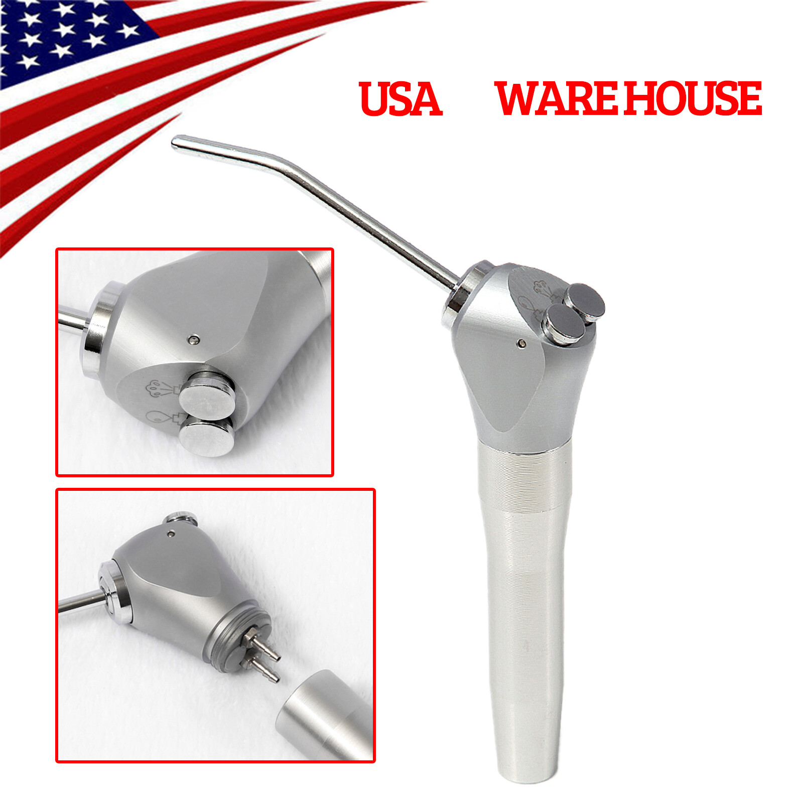 Dental 3 Way Air Water Spray Triple Syringe Handpiece w/ 2 Nozzles Tips Tubes CE