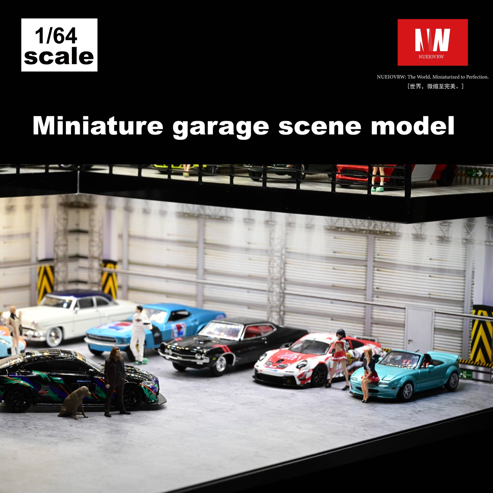 Diorama 1:64 Parking Lot Model LED Lighting Diecast Garage Model Display Case US