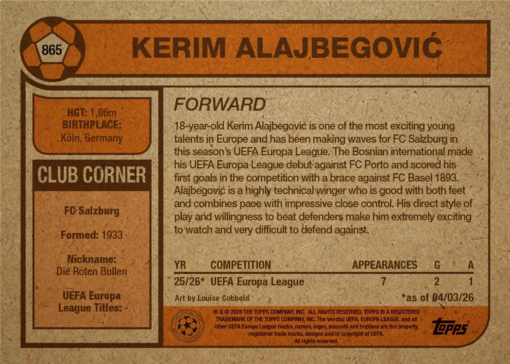 Kerim Alajbegovic & Giuliano Simeone UCC Topps Living Set 865 RC & 866 Presale