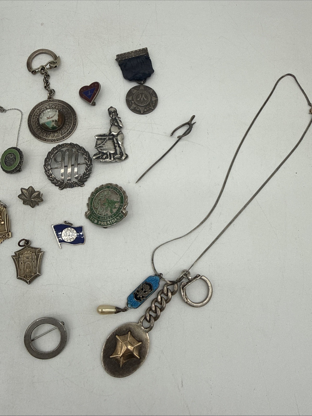 Sterling Silver Lot of Charms Keychains Awards ETC Approx 5.5 Ounce
