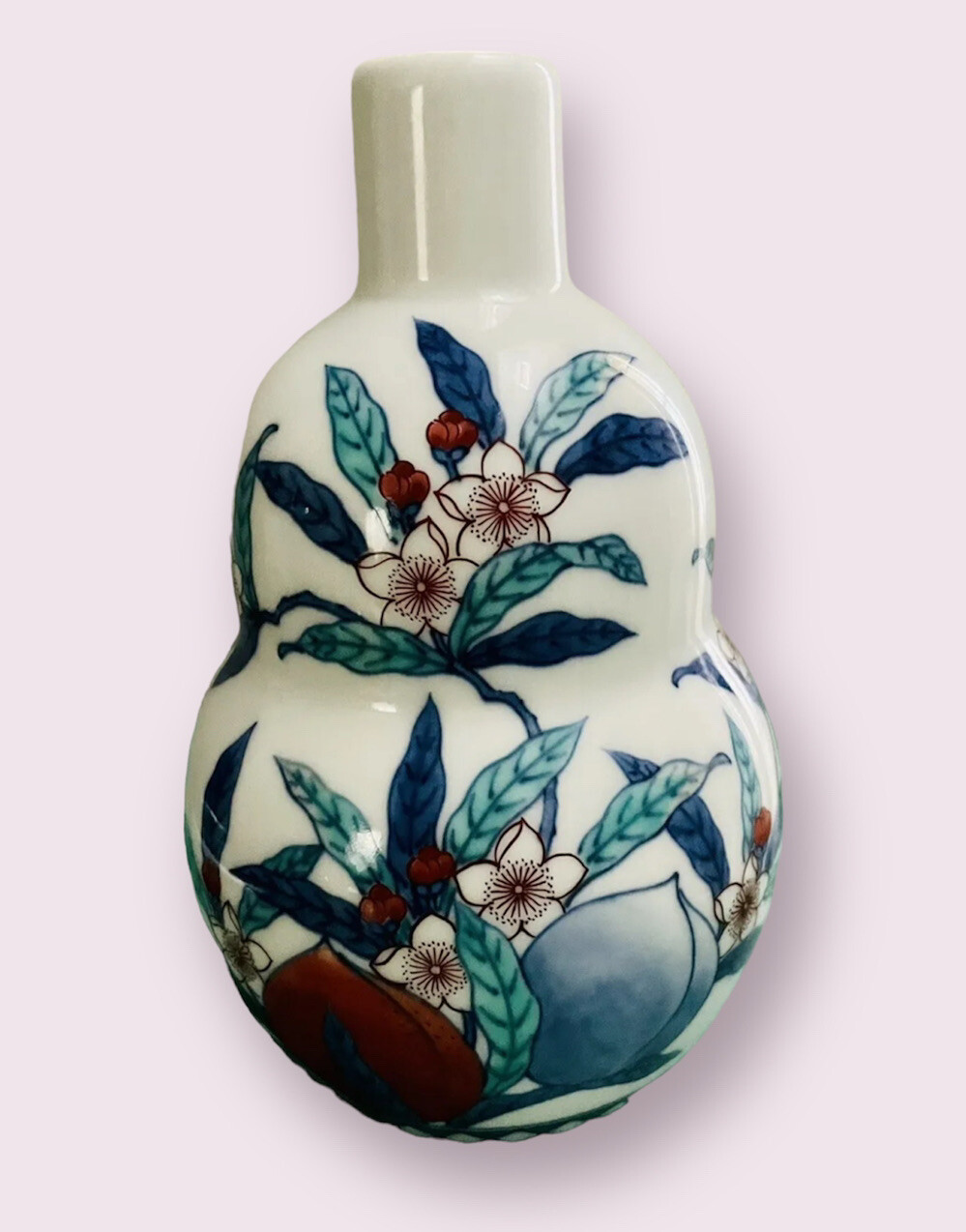 Imaizumi Imaemon Nishiki peach gourd Vase made in Japan Living National Treasure