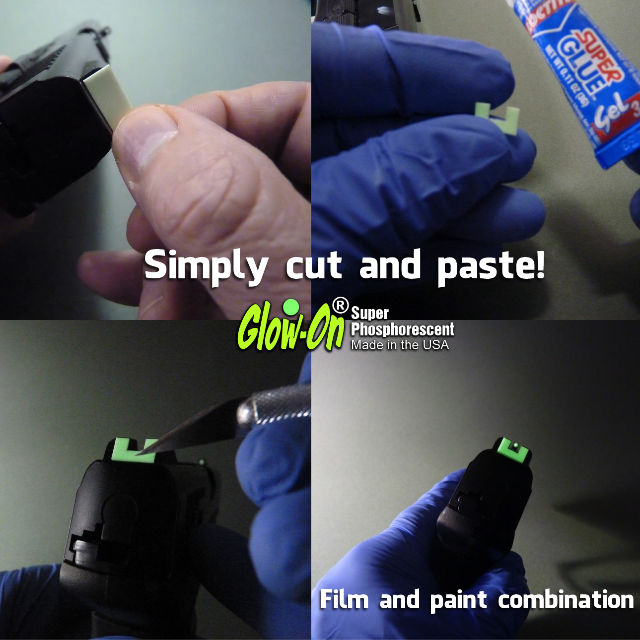 Glow-On Glow Night Sights Kit, Paint & Film 2.3ml paint +7 x 3.3cm Glow Film