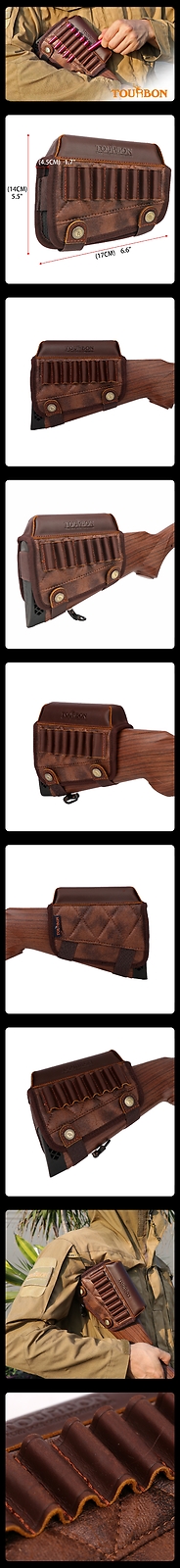 TOURBON PU Leather Cheek Riser Rest Rifle Buttstock Holder 308 WIN Ammo Carrier