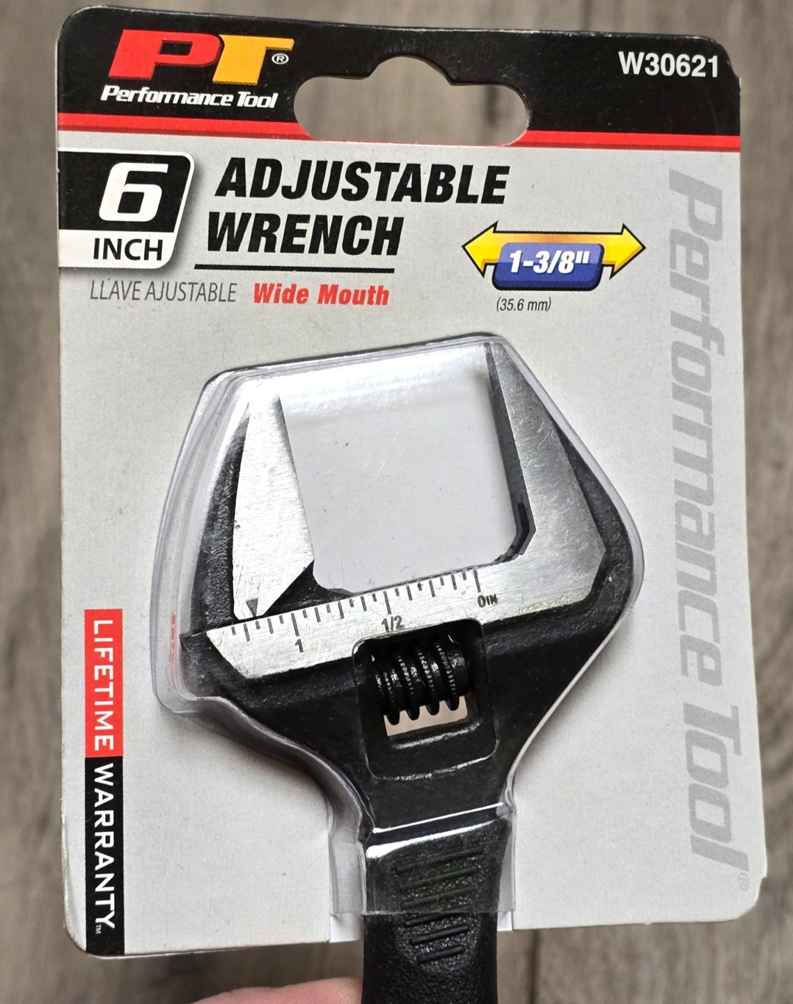 Performance Tool W30621, 6" Wide Mouth Adjustable Wrench w/ Soft Grip Handle