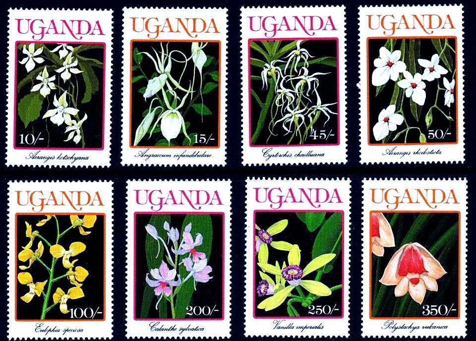 UGANDA 1990 tropical ORCHIDS / FLOWERS/EXPO JAPAN  MNH 🅵🆁🅴🅴 🆂🅷🅸🅿🅿🅸🅽🅶