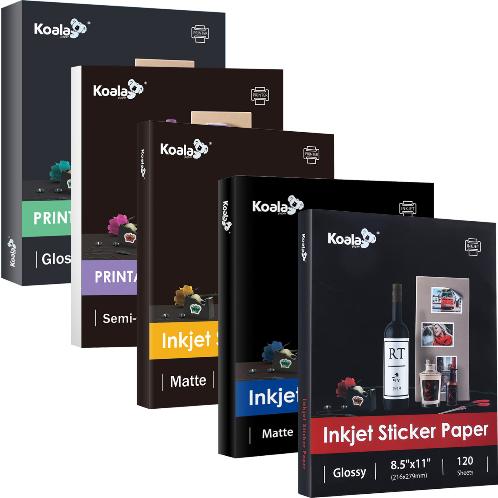 Lot Koala Sticker Paper Glossy, Matte, Semi-Gloss Sticker Photo Paper 8.5x11 4x6