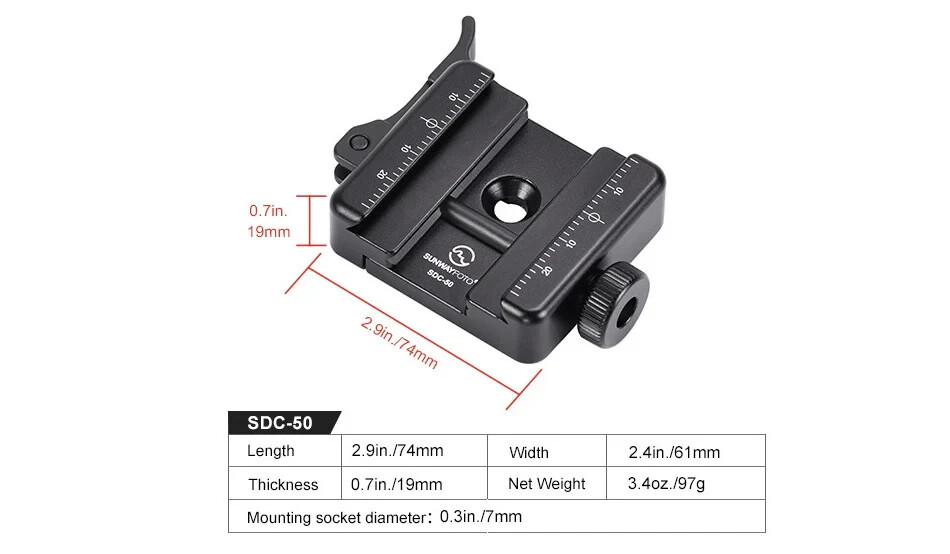 Sunwayfoto SDC-50 Duo Lever QR Clamp Arca / RRS Compatible