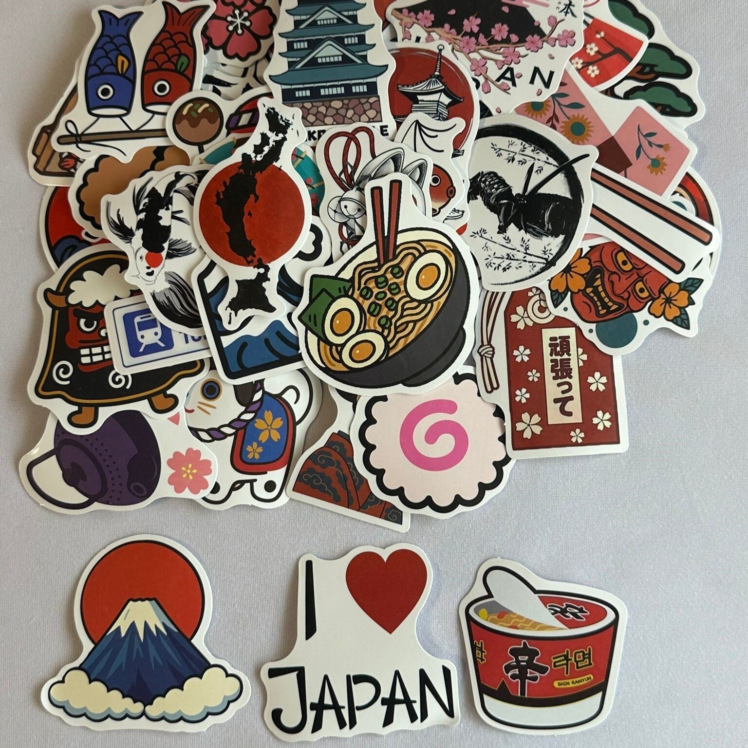 Ship to Japan only] Japan cultural stickers 3pcs 日本文化ステッカー お試し3枚セット 送料無料 即評価します